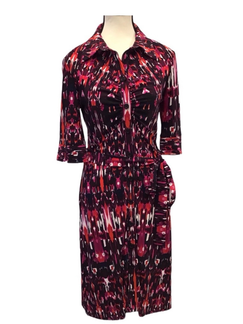Laundry by Shelli Seagal Button Up Belted Midi Dress- lightweight and lovely